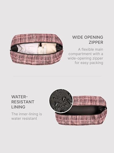 Image of ZOUK Collapsible Duffle Bag for Men and Women | Lightweight Foldable Travel Duffel Bag | Vegan Leather & Handcrafted Fabric | Water-Resistant Lining | 33L Weekend & Short Trip Bag | Cashmere Noir Pink