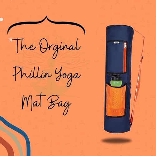 Image of Yoga Mat Cover Bag with Adjustable Shoulder Strap Waterproof Yoga Mats Carry Bags fit for 4mm to 8 mm Yoga Mat for Women and Men Zipper Mats Bag's for Meditation Mat (Blue-Orange)