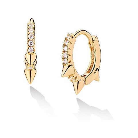 VACRONA Gold Hoop Earrings Huggie for Women Cubic Zirconia 14k Gold Plated Small Huggie Hoops Earrings Hypoallergenic Jewelry Gifts Cover