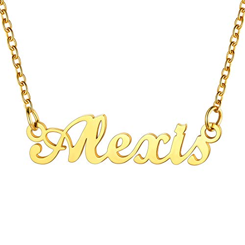 U7 Collier Femme Prénom Alexis Plaqué Or Chaîne Fine Ajustable Dorée 45cm/1.5mm Bijou Cadeau Parfait
