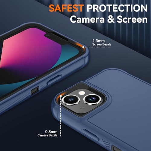 Image of SunStory Compatible with iPhone 12 Mini / 13 Mini Case with HD Screen Protector, 3-Layer Heavy Duty Full-Body Cover,3 in 1 Hybrid Protective Case for iPhone 12 Mini / 13 Mini 5.4 inch,Blue