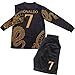CEKFAX #7 Special Gold Black Dragon Edition Long Sleeve Football Soccer Kids Jersey Shorts Set Youth Sizes (Black, 30 (12-13 Years Old))