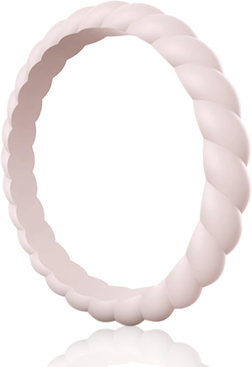 Egnaro Silicone Wedding Ring for Women,Thin and Stackble Braided Rubber Wedding Bands,No-Toxic,Skin Safe