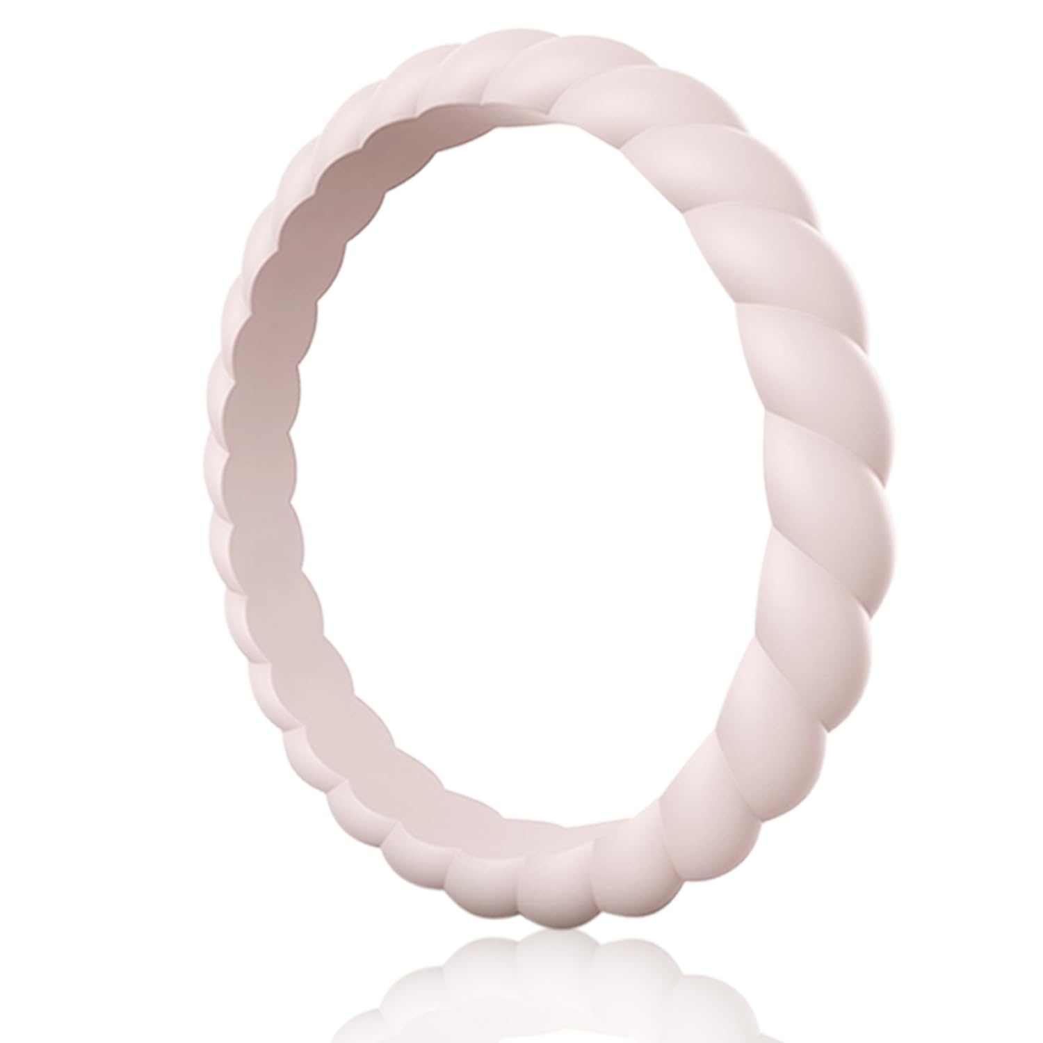 Egnaro Silicone Wedding Ring for Women,Thin and Stackble Braided Rubber Wedding Bands,No-Toxic,Skin Safe
