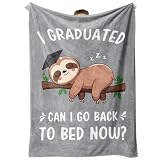 GoMelley Graduation Gifts for Her & Him, Funny Graduation Blanket, 2026 High School, College, Masters Degree, Phd Graduation Presents for Women Men, Sloth Blanket, Gray, 50' x 60'