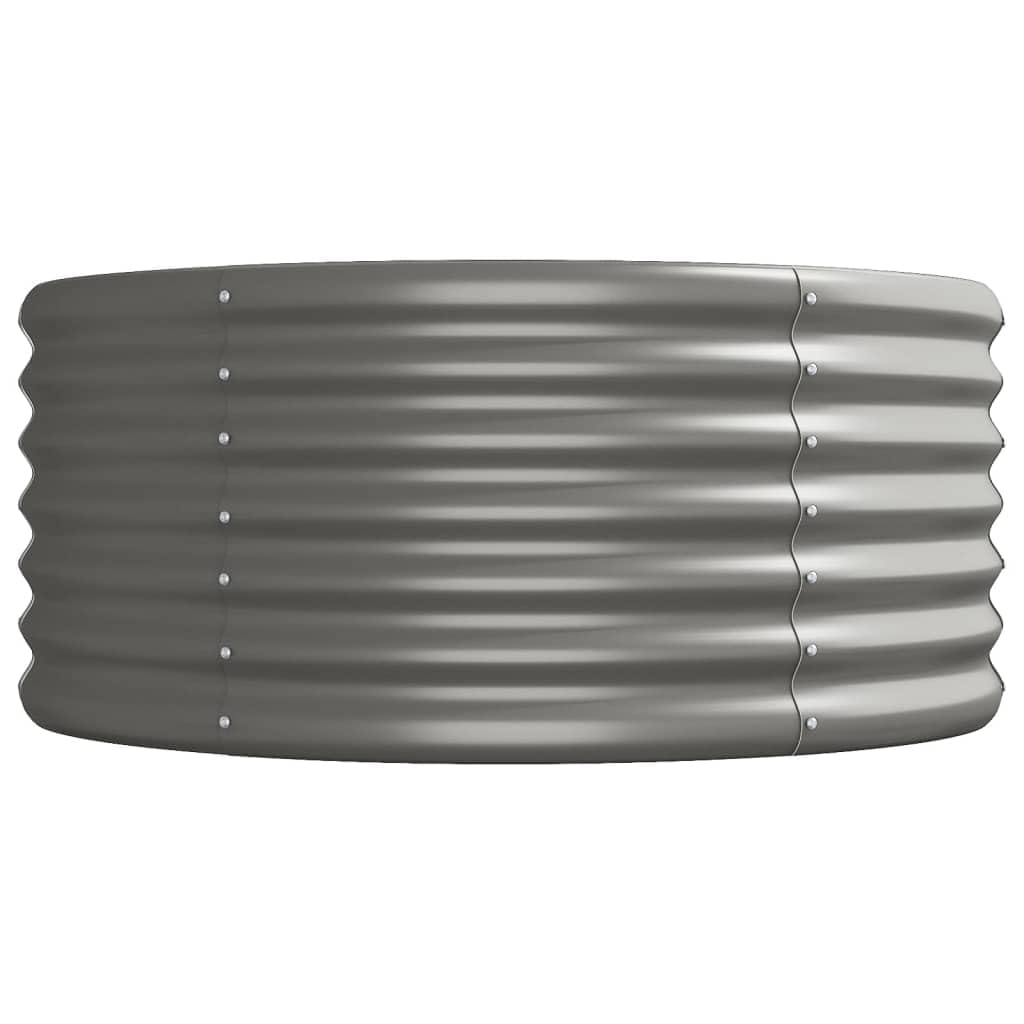 Cama elevada de jardín de acero galvanizado barnizado con polvo gris, 440 x 80 x 36 cm, jardinera ovalada para plantas, verduras y hierbas aromáticas, estructura robusta y resistente