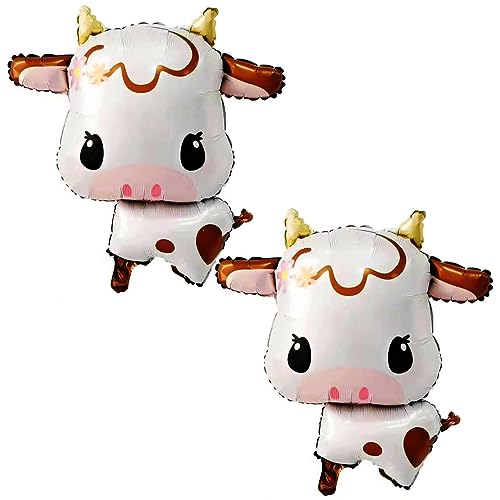 Image of Cow Balloons Cute Cow Foil Balloon Animal Balloons 2pcs | Baby Shower Birthday and Farm Animal Theme Party Decorations