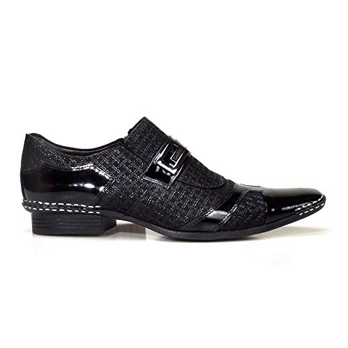 Sapato Social Masculino Calvest em Couro Viena Preto com detalhes Verniz - 1750C223-41