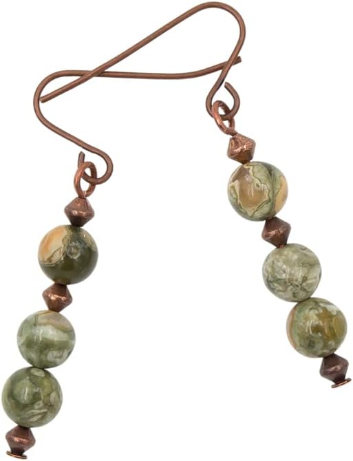 Copper Rainforest ~ Natural Stone Earrings ~ Rainforest Jasper Copper Earrings ~ Rhyolite Earrings ~ Green Earrings ~ Rainforest Jasper Earrings ~ Green Stone Earrings ~ Copper...