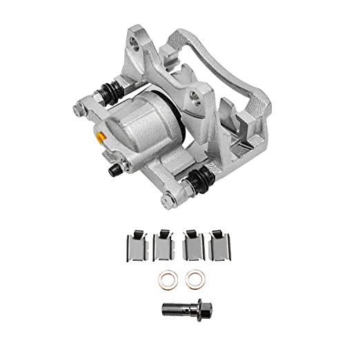 Image of Detroit Axle - Rear Brake Kit for 2007-2017 Jeep Wrangler Drilled & Slotted Brake Rotors Driver Side Brake Caliper Replacement [12.44 inch inch Rotor]