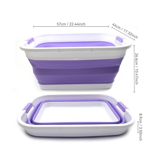 SAMMART Collapsible Plastic Laundry Basket – Foldable Pop Up Storage Container/Organizer – Portable Washing Tub – Space Saving Hamper/Basket (Lt. Purple) - 2