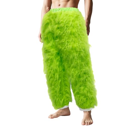YAOGEG Christmas Green Furry Adult Pants Halloween Funny Cosplay Costume