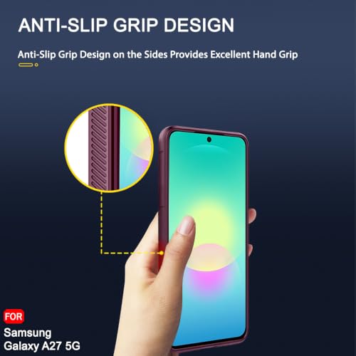 Image of TheGiftKart Liquid Silicon Back Cover Case for Samsung Galaxy A27 5G | Shockproof Military Grade Protection | Micro-Fibre Cloth On Inner Side | Anti-Slip Grip Back Cover Samsung A27 5G (TPU, Maroon)