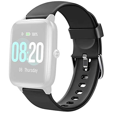 Delvfire ID205L Replacement Straps compatible with LETSCOM, Letsfit, LIFEBEE, Willful. Model No. ID205, ID205L, ID205G, ID205S, ID205U, SW021, SW025, Altair, Sirius Smart Watch (Black) Cover