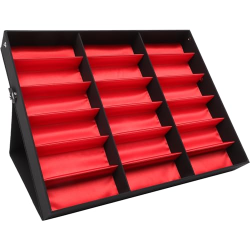 FAVOMOTO 18 Slot Sunglasses Box Organizer Display Sunglasses Organizer Collector for Man Woman Sunglasses Soft Drawer Display Case
