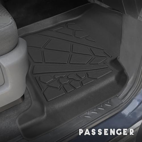 Image of KARPAL Floor Mats for 2010-2014 Ford F150 SuperCrew with 1st Row Bucket Seat, Custom Fit TPE All Weather Ford F-150 Accessories 1st & 2nd Row Floor Liner
