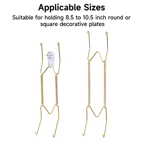Image of 10 Piece Plate Hangers, 10 Inch Invisible Brass Wall Plate Hangers, Comes with 12 Piece Wall Hooks for Decorative Plates