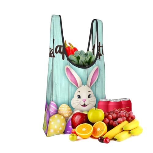 Rabbit Eggs Print Grocery Shopping Bags Reusable With Flowers Plant Lover Gifts Shopping Bag Lightweight Foldable Bag2
