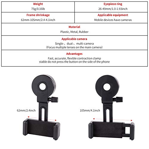 Universal Cell Phone Photography Adapter- LUXUN Smart Phone Adapter Mount-Quick Smartphone Adapter Holder Clip Bracket for Binoculars Telescope Monocular Spotting Scope Microscope Accessories - Thumbnail 4
