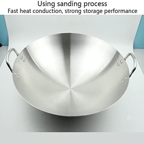 Wok de acero inoxidable no magnético con doble asa miniatura 4