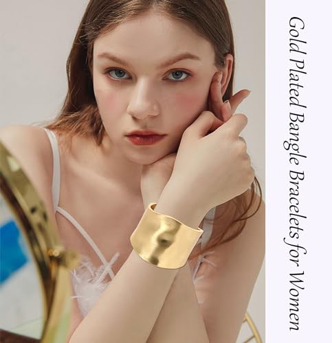 1-3Pcs Bangles Bracelets for Women Chunky Polished-Finish Wrist Cuff Wrap Bangle Opening Wide-Grooved Statement Fashion Jewelry Bracelet for Women - Image 3