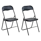 Gremium Set 2 Sedie Pieghevoli Con Cuscino In Ecopelle A Doppia Imbottitura, Seduta Ergonomica E Struttura Richiudibile Salvaspazio In Acciaio Inossidabile