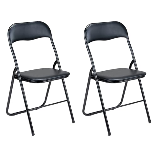Gremium Set 2 Sedie Pieghevoli Con Cuscino In Ecopelle A Doppia Imbottitura, Seduta Ergonomica E Struttura Richiudibile Salvaspazio In Acciaio Inossidabile