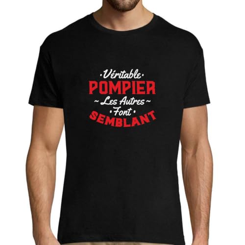 T-Shirt Homme Veritable Pompier rigolo et original imprimé en France