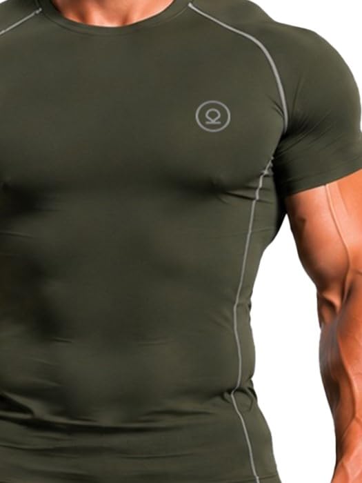 Image of CHKOKKO Men's Compression Gym T-Shirt for Running, Workout, Training, Sports & Activewear | Quick Dry Breathable Stretch Fabric | Body Fit Half Sleeve Athletic Sports Tee for Men