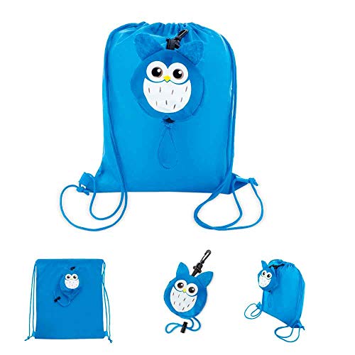 Bolsa Mochila Plegable Infantil Búho. Lote de 10 Unidades. Regalos Infantiles. Detalles para los peques en los Eventos.