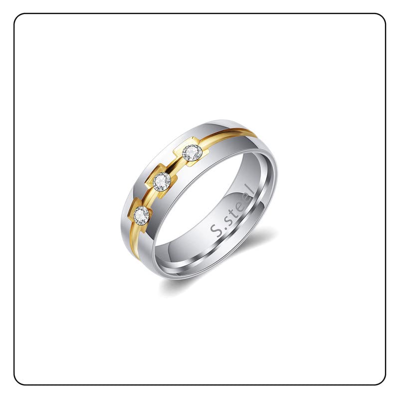 Fashion White Gold Stainless Steel Crystal Band Ring2