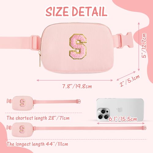 Image of Gitus Gifts for 10-16 Year Old Girls: Trendy Women's Fanny Pack with Initial Letter Patch - Crossbody Belt Bag (Light Pink-S)
