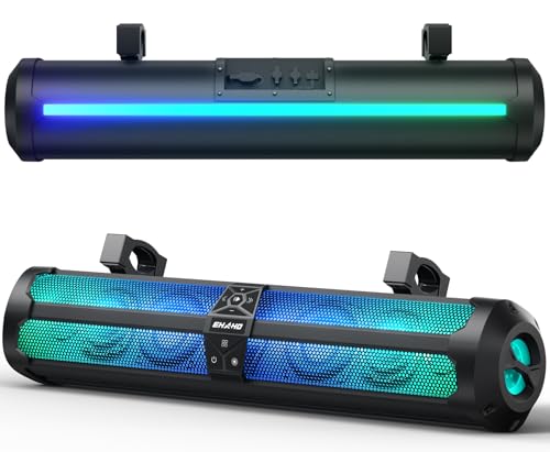 Ehaho Rumble-X Series UTV Sound Bar, 8-Speaker Metal Golf Cart Speaker BT w/Broadcast Party Mode & Music Sync Multicolor, 30" IP66 Waterproof SXS SoundBar Compatible with Polaris RZR CFmoto Can-Am