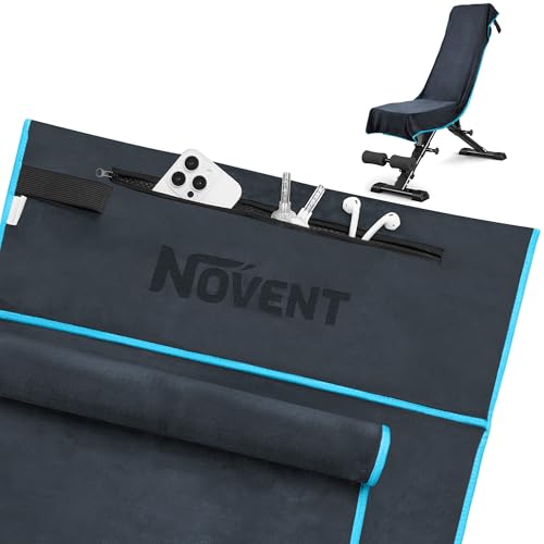 Fitness Handtuch 2 Stück | 120x50cm Anti-Rutsch Sporthandtuch mit Reißverschlusstasche - 80x40cm Kleine Handtücher | Gym Handtuch Fitnessstudio aus Mikrofaser für Sport, Training (Dunkelgrau/Blau)