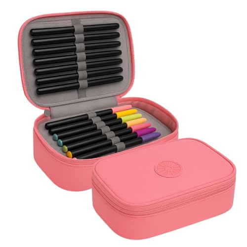 Estojo Escolar Grande Box Organizador Multiuso 100 Lápis Unissex (Rosa Coral)