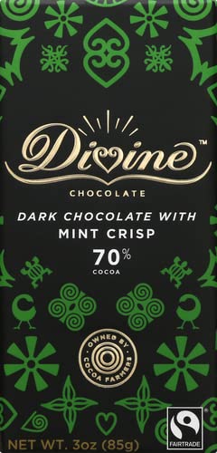Divine Chocolate Chocolate, 70% Dark Chocolate With Mint Crisp, 3 Oz #TOP25
