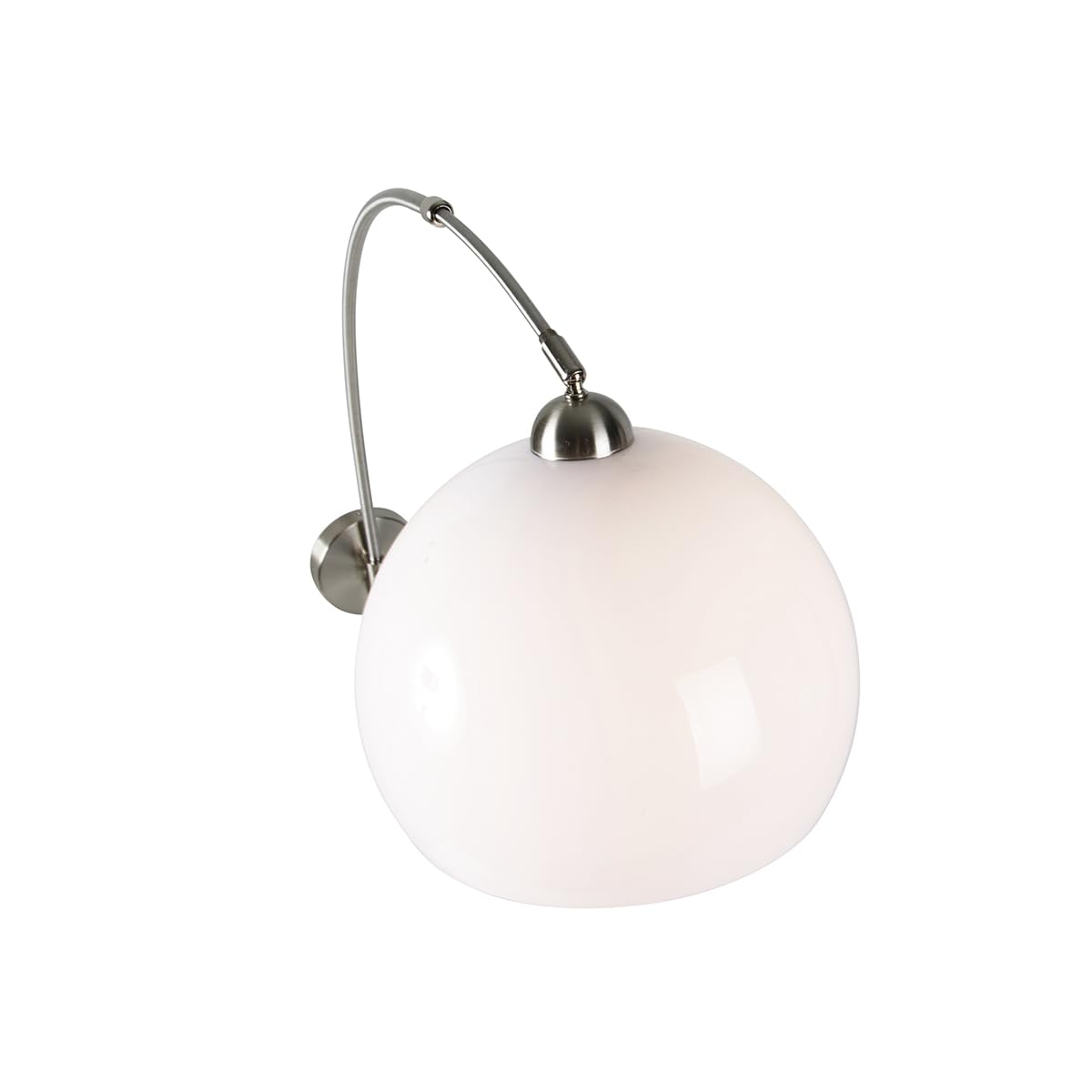 Qazqa - Modern Smarte Bogen-Wandleuchte Stahl I Silber I nickel matt mit weißem Schirm inkl. WiFi G125 - Bow Dimmer I Dimmbar I Wohnzimmer I Schlafzimmer - Stahl Rund - LED geeignet E27