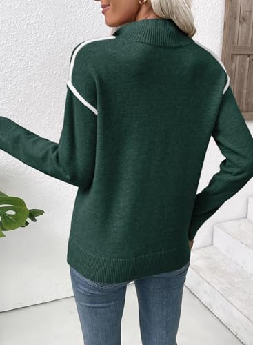 EVALESS Womens Sweaters V Neck Long Sleeve Quarter Zip Collared Ribbed Knit Dressy Casual Pullover Sweaters Outfits4