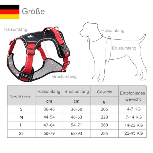 Hundegeschirr für Grosse Hunde - Strapazierfähiges Anti Zug hundegeschirr Robust,Atmungsaktiv,Reflektierend,Sicherheitsgeschirr Stoßfest