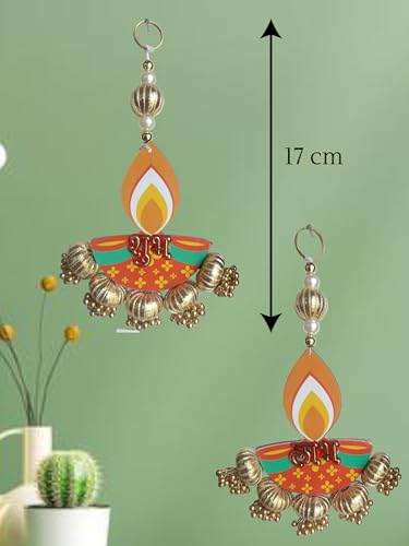 Image of Handcrafted Decorative Subh Labh for Ganpati Diwali Navratri and Pooja Setup Ethentic Hanging for Home Decor Festival Decoration for Home Entrance and Mandir Temple Decor (Subh Labh Diya)