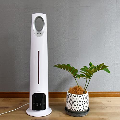 hum002 超音波加湿器 大容量 5.2L リモコン付き タワー型 超音波式 加湿器 おしゃれ 10畳 床置き 加湿器 スリム 静音 3段階 タッチセンサー 液晶パネル 省エネ 自動OFF機能 節電 エコ