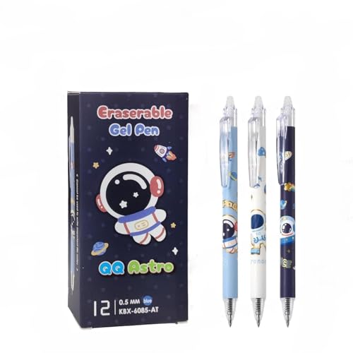 Image of 12Pcs Retractable Erasable Gel Pens, 0.5 mm Fine Point Smooth Writing Eraser Pen, Quick Drying Blue Ink for Office School Note Taking Birthday Return Gifts for Kids