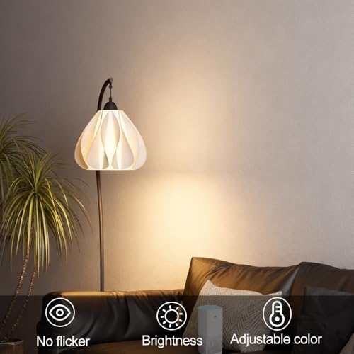 Lampadaire de lecture moderne noir pliable avec son ampoule E27 dimmable pour le salon
