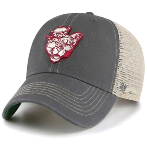 Washington State Cougars Trawler Clean Up Adjustable Hat - Charcoal - Vintage Logo