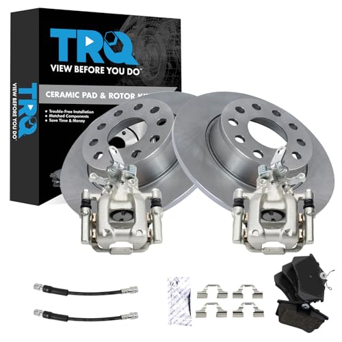 Image of TRQ Rear Brake Pad & Rotor Kit Ceramic Compatible with 2014 Volkswagen Jetta