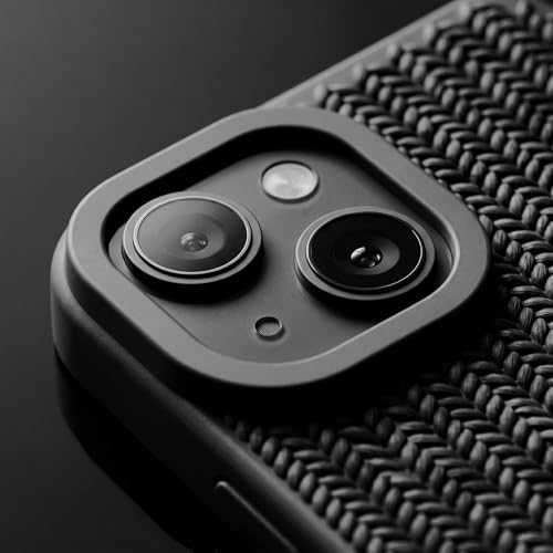 Image of amazon basics Luxury 3D Knitted Texture Soft Silicone Back Cover for iPhone 14 | Slim Fit Shockproof Case with Camera Protection & Non-Slip Grip - Black