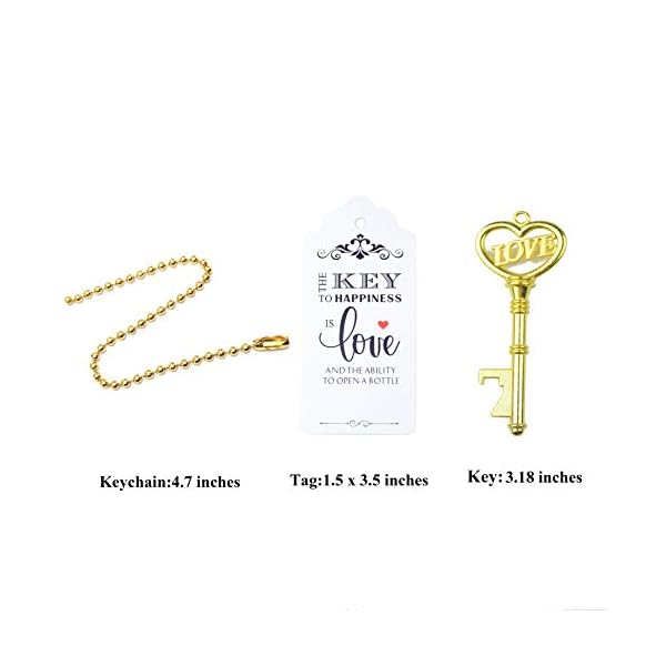 Aokbean 52pcs Vendimia Esqueleto Abrebotellas Clave Favor de Boda Set de Regalo de Recuerdo para Invitados con Escort… - Imagen 4