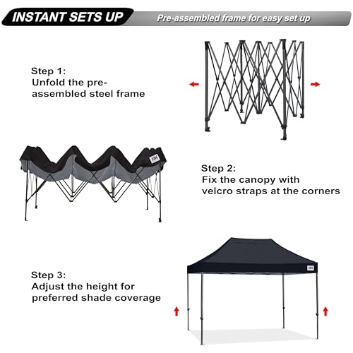 Image of ABCCANOPY Patio Pop Up Canopy Tent 8x12 Commercial-Series (Black)