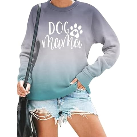 MK Shop Limited Dog Mom Sweatshirt For Women: DOG Mama Cute Dog Paw Graphic Tie-Dye Long Sleeve Pullover Blouse,Gradient Sweatshirt, Dog Lovers Graphic Tees For Women Cover