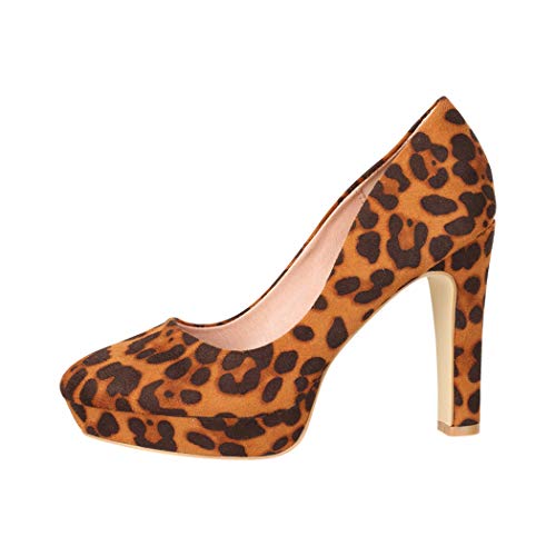 Elara Escarpins Femme Talons Hauts Vintage Chunkyrayan E22360-Leopard-36